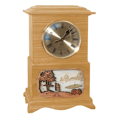 Golf Clock Oak Cremation Urn