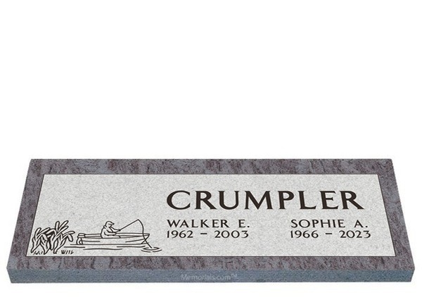 Gone Fishing Companion Granite Headstone 36 x 12