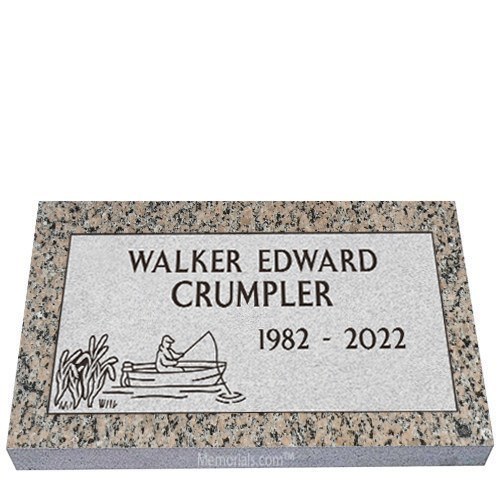 Gone Fishing Granite Grave Marker 20 x 10