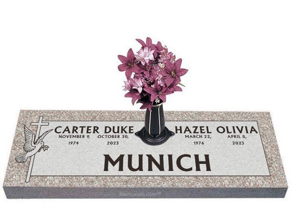 Graceful Dove Companion Granite Headstone 60 x 20