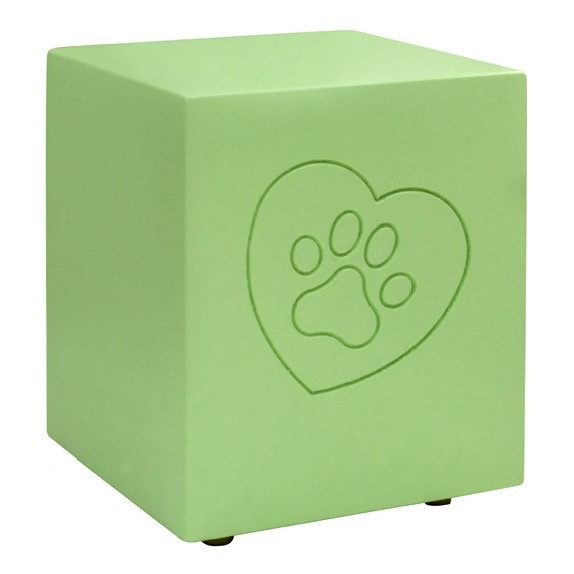 Green Paw Print Cube Cremation Urn
