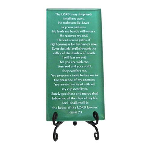 Green Psalm 23 Glass Plaque