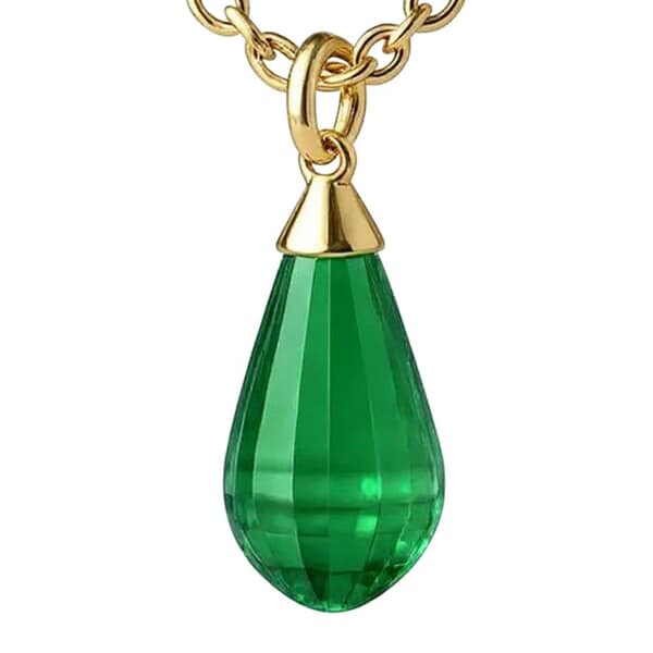 Green Teardrop Cremation Crystal Necklace