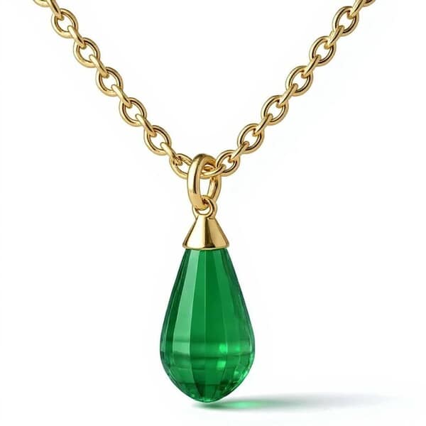 Green Teardrop Cremation Diamond Necklace