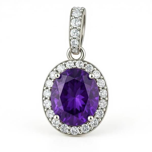 Halo Amethyst Cremation Diamond Necklace