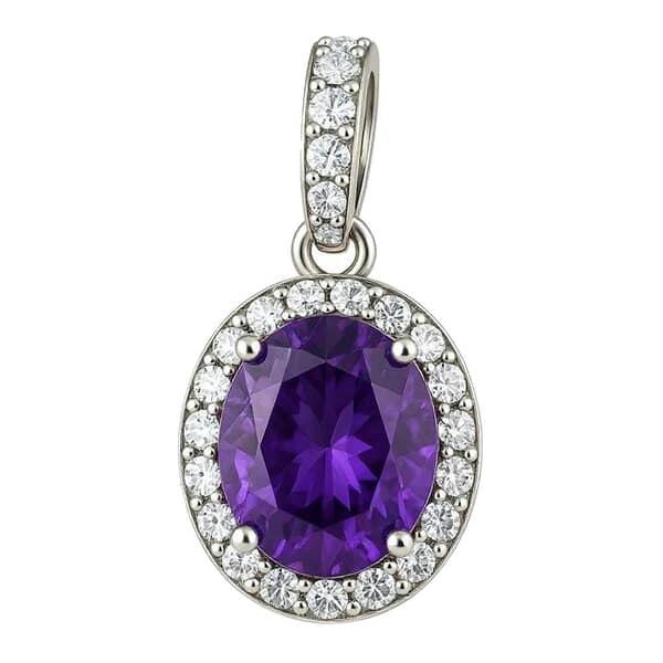 Halo Amethyst Cremation Diamond Necklace