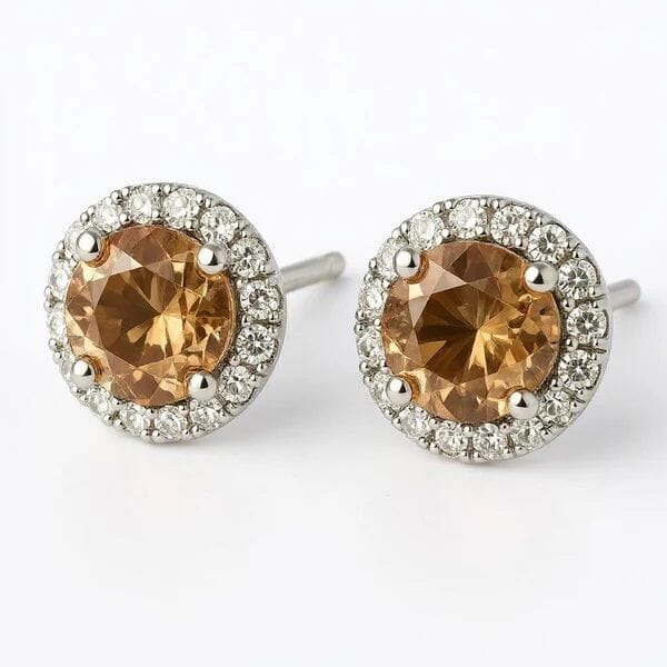 Halo Bronze Cremation Diamond Earrings