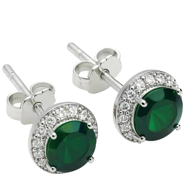 Halo Emerald Cremation Diamond Earrings