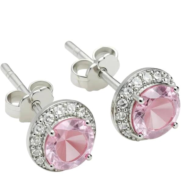 Halo Pink Cremation Diamond Earrings