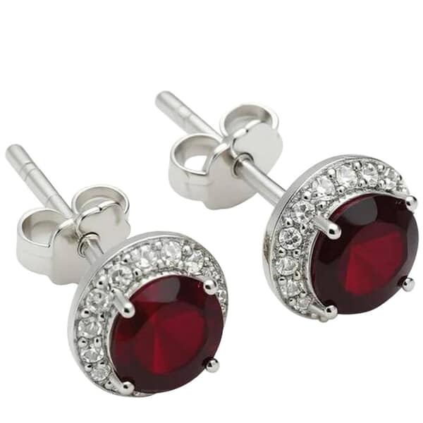 Halo Red Cremation Diamond Earrings