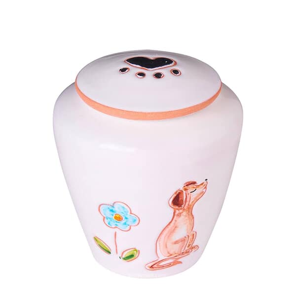 Happy Dog Ceramic Small Cremation Urn