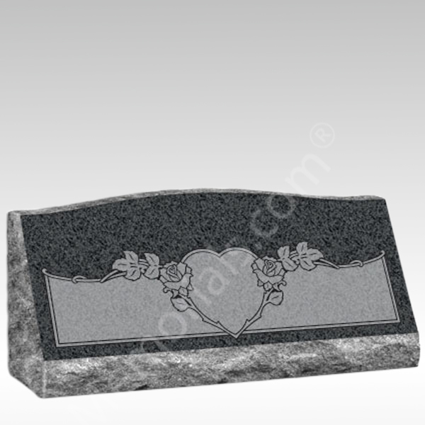 Heart of Roses Slant Granite Gravestones