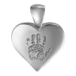 Heart Hand Print Sterling Silver Keepsake