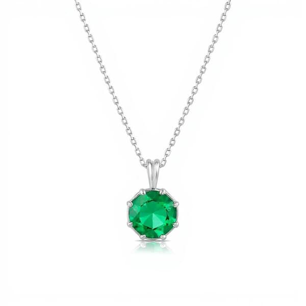 Hexagon Emerald Cremation Diamond Necklace