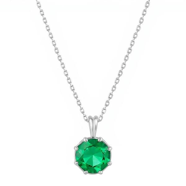 Hexagon Emerald Cremation Diamond Necklace