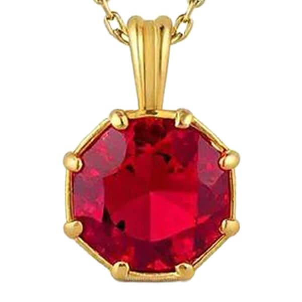 Hexagon Red Cremation Crystal Necklace