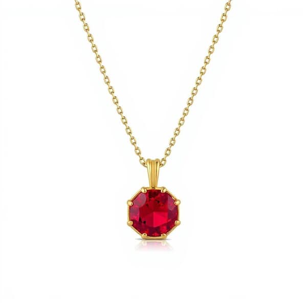 Hexagon Red Cremation Diamond Necklace