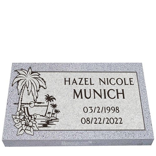 Hibiscus Sunset Granite Grave Marker 20 x 10