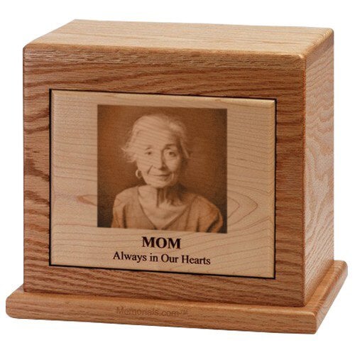 Horizontal Modern Photo Wood Cremation Urn