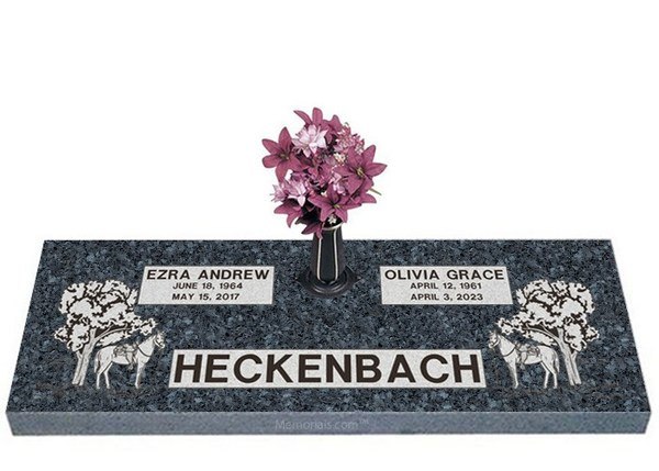 Horse Pasture Companion Granite Headstone 36 x 12