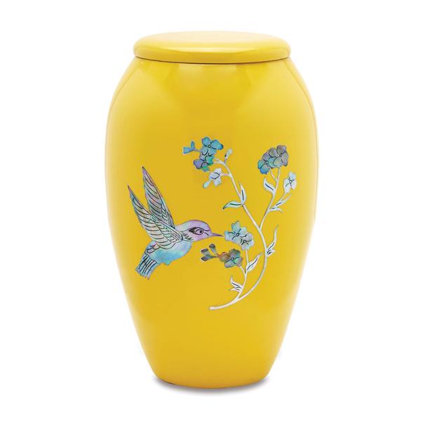 Hummingbird Yellow Cremation Urn