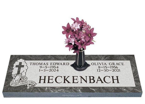 In Gods Loving Care Companion Granite Headstone 40 x 14