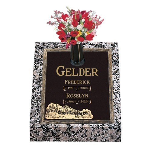 In The Mountains Deep Bronze headstone 24 x 30
