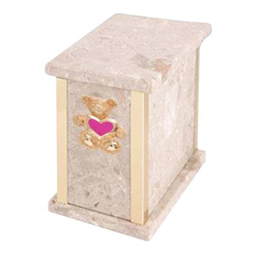 Design Perlato Teddy Pink Heart Marble Urn