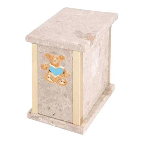 Design Perlato Teddy Blue Heart Marble Urn