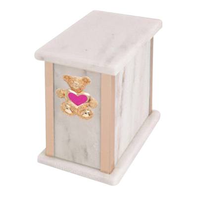 Design Bianco Teddy Pink Heart Marble Urn