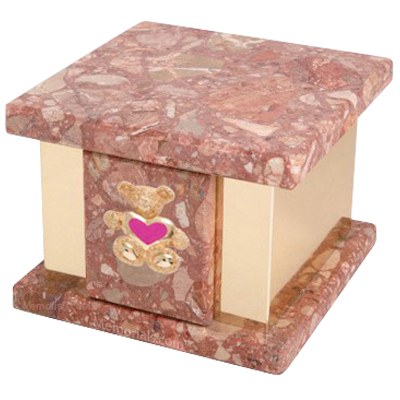 Infinita Pernice Teddy Pink Heart Marble Urn