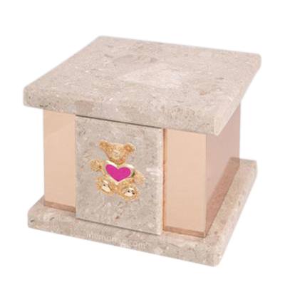 Infinita Perlato Teddy Pink Heart Marble Urn