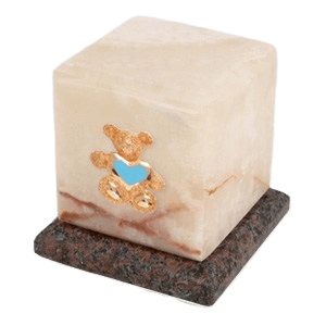 Graceful Mink Teddy Blue Heart Cremation Urn