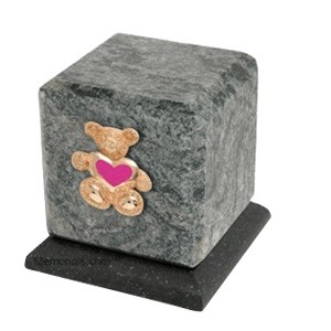 Graceful Jade Teddy Pink Heart Cremation Urn