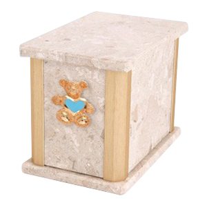 Solitude Perlato Teddy Blue Heart Cremation Urn