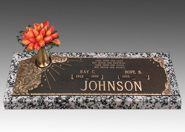 Infinity Heavenly Rays Bronze Headstone 56 x 16