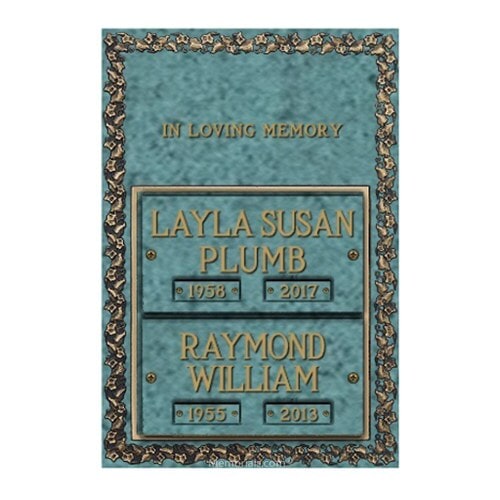 Ivy Border Cremation Bronze Plaque