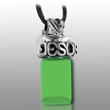 Jesus Green Pet Ash Urn Necklace