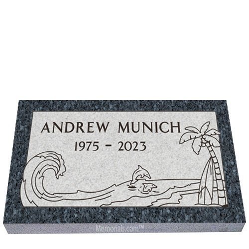 Jumping Dolphins Granite Grave Marker 20 x 10