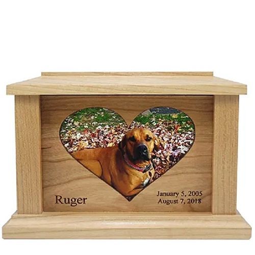 Large Cherry Center Heart Picture Pet Urn