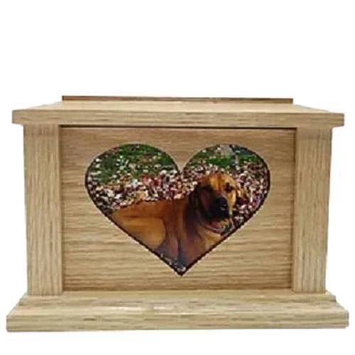 Large Oak Center Heart Picture Pet Urn