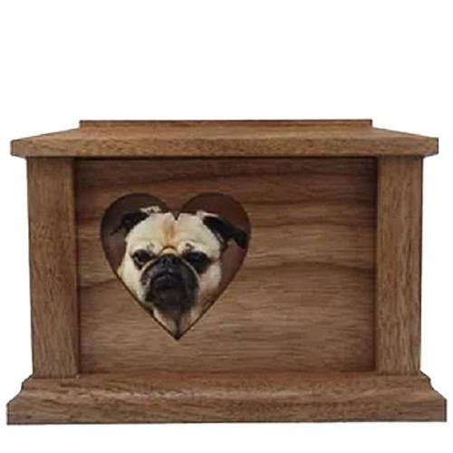 Large Walnut Heart Picture Pet Urn