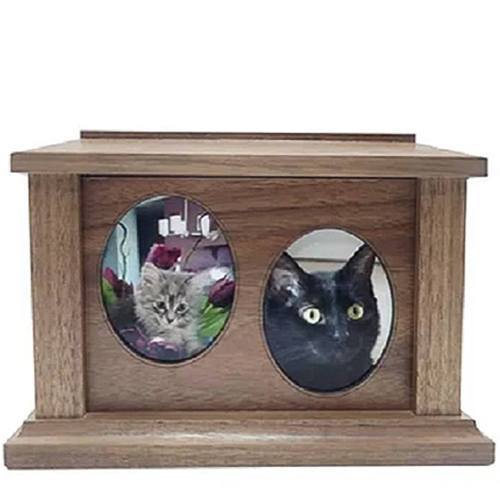 Large Walnut Two Forever Picture Pet Urn