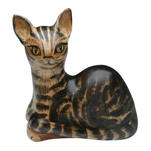 Laying Cat Ceramic Cremation Urn