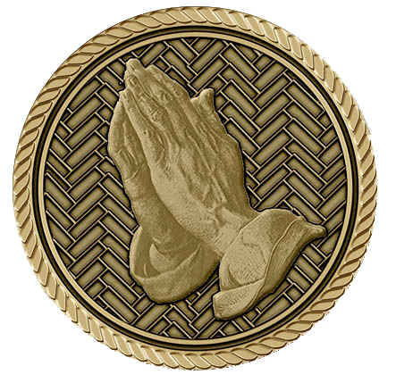 Left Facing Praying Hands Large Medallion