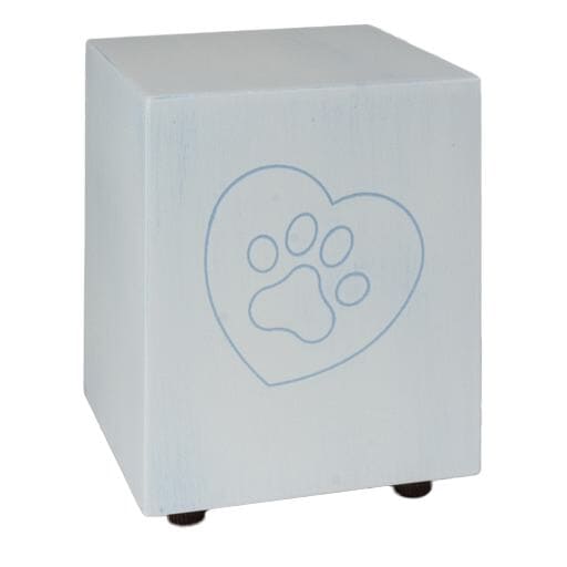 Light Blue Paw Print Cube Cremation Urn