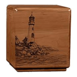 Solemn Lighthouse Wood Cremation Urn