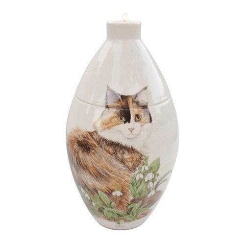 Long Hair Cat Ceramic Cremation Urn