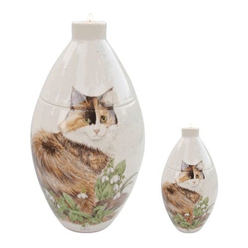 Long Hair Cat Ceramic Cremation Urns