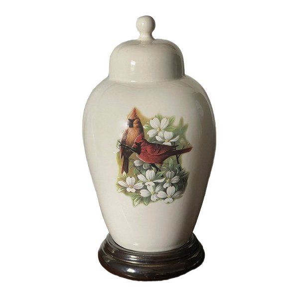 Loving Cardinals Ceramic Urn